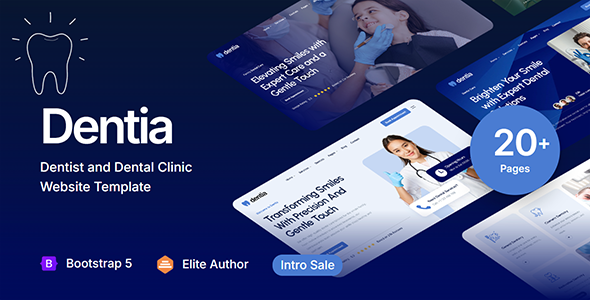 Dentia — Dentist &amp; Dental Clinic Website Template html css javascript бесплатный